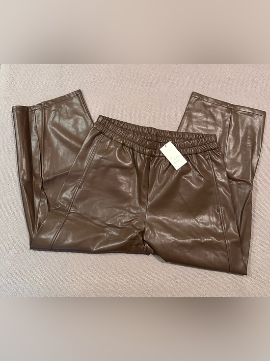 a new day Pants - Brown Faux Leather cropped Pants NWT